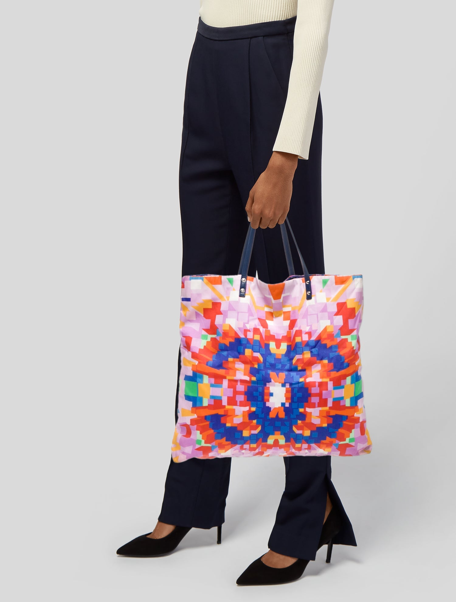 Chanel Geometric CC Nylon Tote w/ Pouch